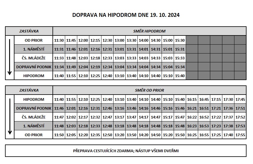 Kyvadlova doprava 19 10 2024